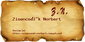 Zisencsák Norbert névjegykártya